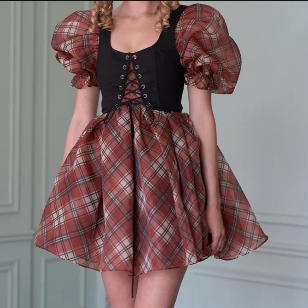 Selfie Plaid mini Dress